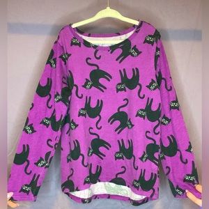 Purple long sleeve black cats 🐈‍⬛ shirt 👚